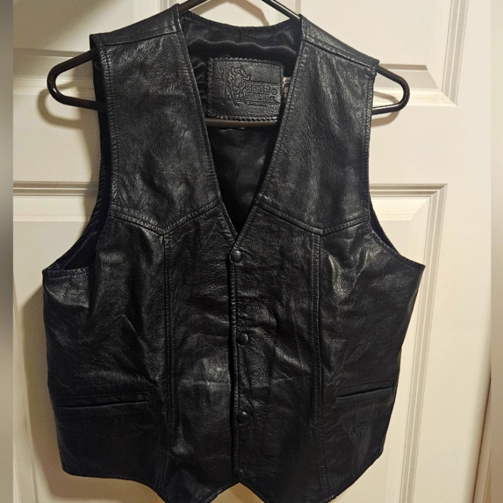 Vintage Leather Vest Camel Branded Garments